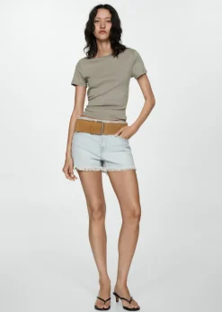 MANGO Krótkie Spodenki*Szorty dżinsowe z postrzępionym dołem