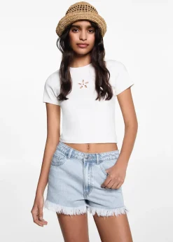 MANGO Krótkie Spodenki*Szorty dżinsowe z postrzępionym dołem