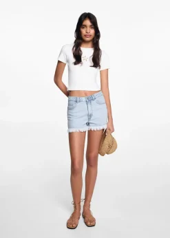 MANGO Krótkie Spodenki*Szorty dżinsowe z postrzępionym dołem