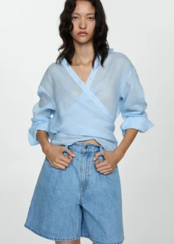 MANGO Krótkie Spodenki*Szorty dżinsowe z zaszewkami