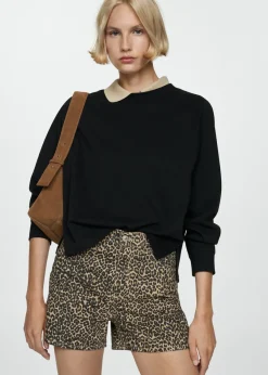 MANGO Krótkie Spodenki*Szorty o prostym kroju w lamparcie cętki