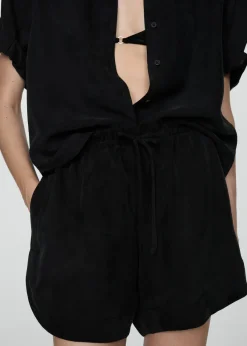 MANGO Krótkie Spodenki*Szorty z cupro o prostym kroju z wysokim stanem