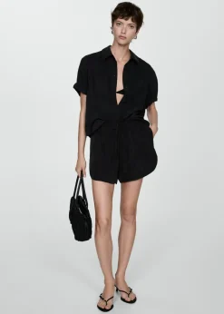 MANGO Krótkie Spodenki*Szorty z cupro o prostym kroju z wysokim stanem