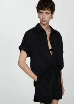 MANGO Krótkie Spodenki*Szorty z cupro o prostym kroju z wysokim stanem