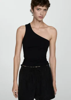 MANGO Krótkie Spodenki*Szorty z cupro o prostym kroju z wysokim stanem