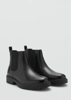 MANGO Skóra|Buty*Sztyblety skórzane na podeszwie z bieżnikiem