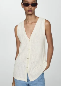 MANGO Kamizelki*Szydełkowa kamizelka na guziki