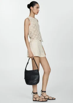 MANGO Krótkie Spodenki*Szydełkowe spodenki o prostym kroju