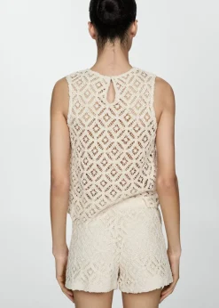 MANGO Krótkie Spodenki*Szydełkowe spodenki o prostym kroju