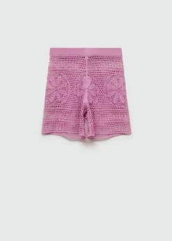 MANGO Krótkie Spodenki*Szydełkowe spodenki z motywem kwiatów