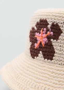 MANGO Czapki I Rękawiczki*Szydełkowy kapelusz z motywem kwiatów