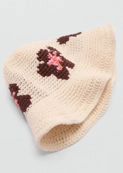 MANGO Czapki I Rękawiczki*Szydełkowy kapelusz z motywem kwiatów