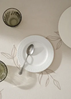 MANGO Zastawa Stołowa*Talerz deserowy z kamionki z wypukłym wzorem w jodełkę