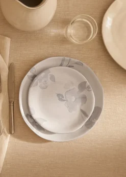 MANGO Zastawa Stołowa*Talerz deserowy z terakoty w kwiaty