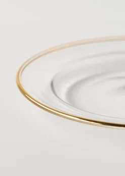 MANGO Zastawa Stołowa*Talerz ze szkła borokrzemowego ze złotą obwódką