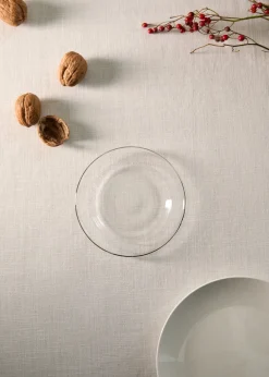 MANGO Zastawa Stołowa*Talerz ze szkła borokrzemowego ze srebrną obwódką