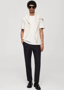 MANGO Spodnie*Teksturowane spodnie bawełniane o regularnym kroju