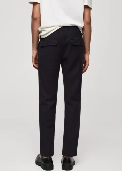 MANGO Spodnie*Teksturowane spodnie bawełniane o regularnym kroju