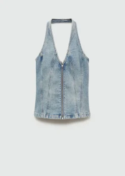 MANGO Topy|Kamizelki*Top dżinsowy z dekoltem halter