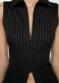 MANGO Topy|Kamizelki*Top w paski z dwoma suwakami