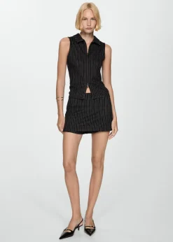 MANGO Topy|Kamizelki*Top w paski z dwoma suwakami