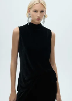 MANGO Topy|Koszulki*Top z aksamitu z półgolfem