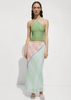 MANGO Topy*Top z dzianiny lureksowej z dekoltem halter