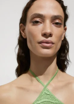 MANGO Topy*Top z dzianiny lureksowej z dekoltem halter