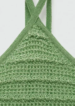 MANGO Topy*Top z dzianiny lureksowej z dekoltem halter