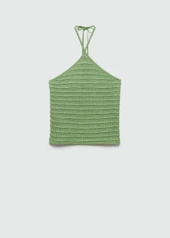 MANGO Topy*Top z dzianiny lureksowej z dekoltem halter