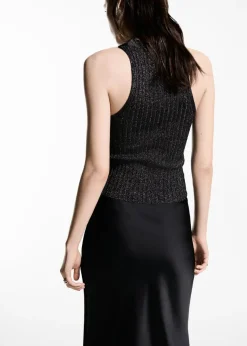 MANGO Topy*Top z dzianiny lureksowej z dekoltem halter