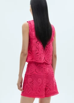 MANGO Topy*Top z dzianiny szydełkowej z półgolfem