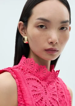 MANGO Topy*Top z dzianiny szydełkowej z półgolfem