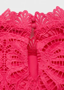 MANGO Topy*Top z dzianiny szydełkowej z półgolfem