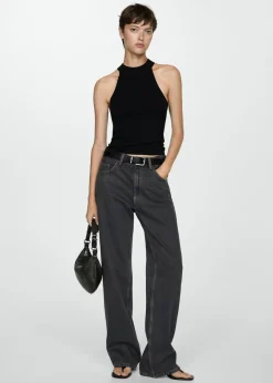 MANGO Topy*Top z dzianiny z dekoltem halter