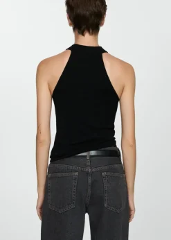 MANGO Topy*Top z dzianiny z dekoltem halter