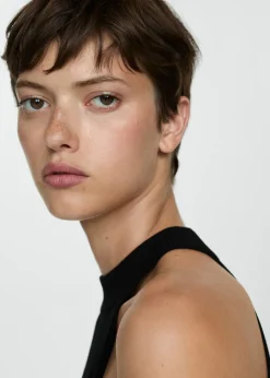 MANGO Topy*Top z dzianiny z dekoltem halter