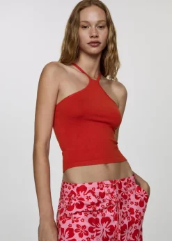 MANGO Topy*Top z dzianiny z dekoltem halter
