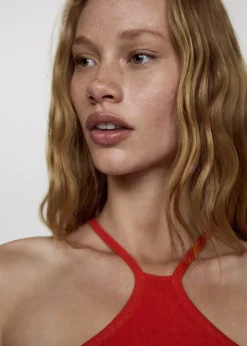 MANGO Topy*Top z dzianiny z dekoltem halter