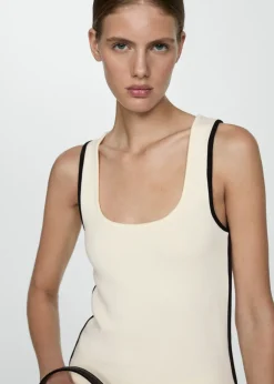 MANGO Topy*Top z dzianiny z kontrastowym wykończeniem