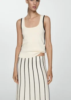 MANGO Topy*Top z dzianiny z kontrastowym wykończeniem