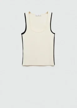 MANGO Topy*Top z dzianiny z kontrastowym wykończeniem