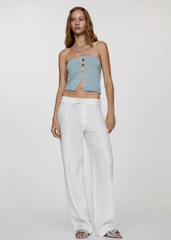 MANGO Topy*Top z dzianiny z teksturą i dekoltem halter