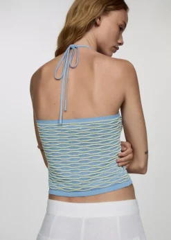 MANGO Topy*Top z dzianiny z teksturą i dekoltem halter