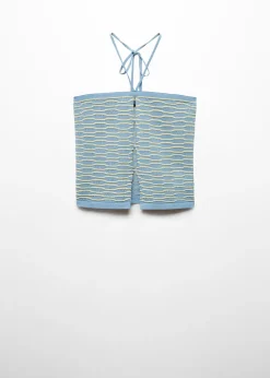 MANGO Topy*Top z dzianiny z teksturą i dekoltem halter