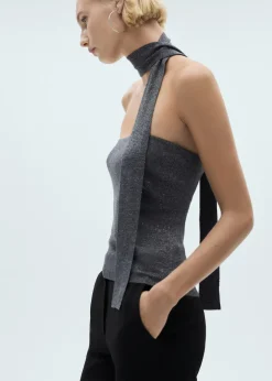 MANGO Topy*Top z lureksu z wiązaniem