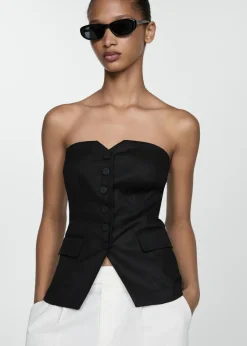 MANGO Topy*Top z odkrytymi ramionami i guzikami