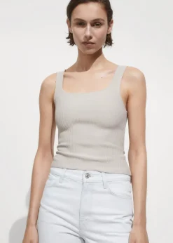 MANGO Topy*Top z prążkowanej dzianiny