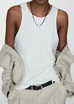 MANGO Topy*Top z satynowymi wstawkami