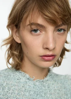 MANGO Topy*Top z tweedu z postrzępionym wykończeniem